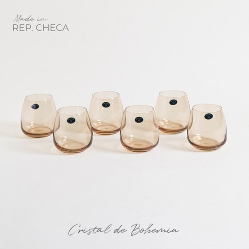 [4113978] SET X 6 VASOS DE CRISTAL DE BOHEMIA ANSER BROWN 400 ML