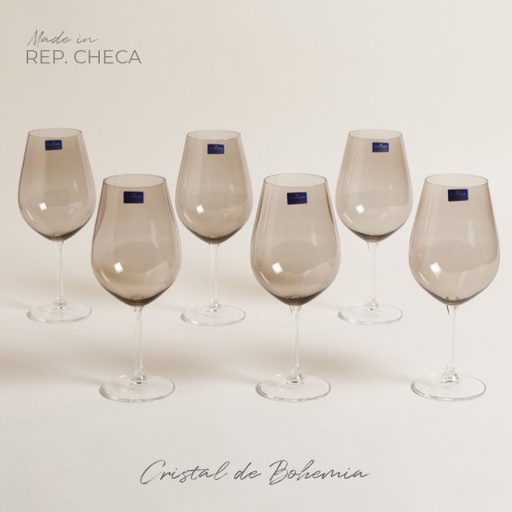 [4113983] SET X 6 COPAS DE CHAMPAGNE DE CRISTAL DE BOHEMIA ANSER BROWN 160 ML