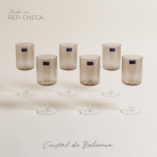 [4113988] SET X 6 COPAS DE CRISTAL DE BOHEMIA ANITA BROWN 300 ML
