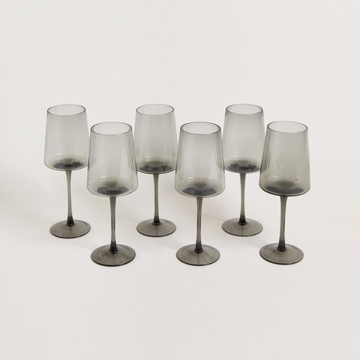 [4114004] SET X 6 COPAS FACETADAS GREY 430 ML