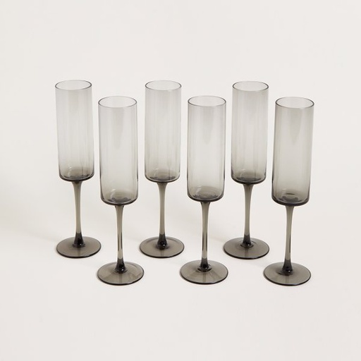 [4114009] SET X 6 COPAS DE CHAMPAGNE LISAS GREY 250 ML