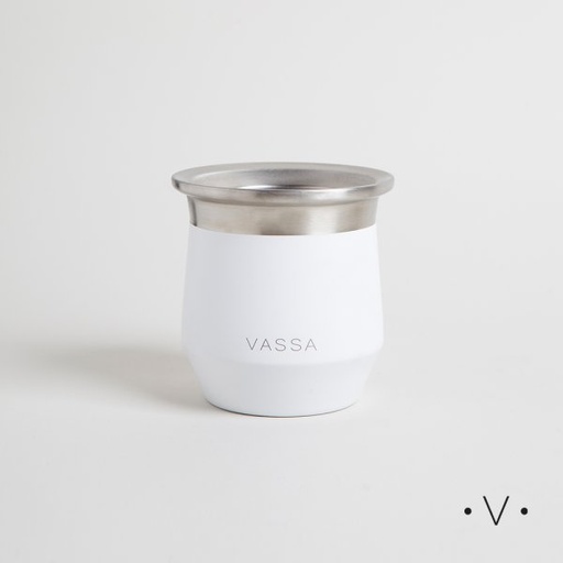 [4114111] MATE DE ACERO INOXIDABLE BLANCO 230 ML VASSA HOME