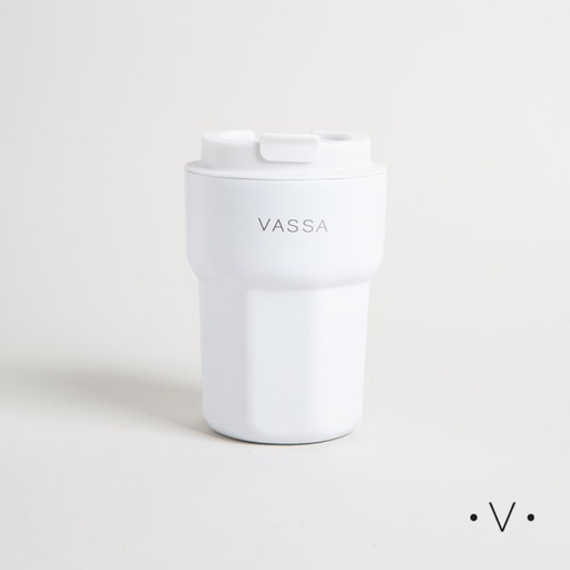 [4114114] VASO TERMICO DE ACERO INOXIDABLE BLANCO 350ML VASSA HOME