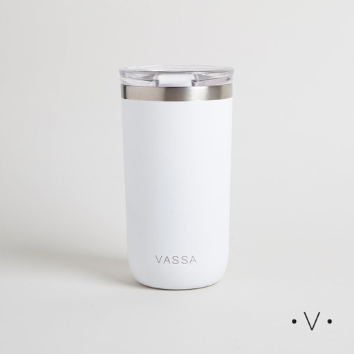 [4114117] VASO TERMICO DE ACERO INOXIDABLE BLANCO 470ML VASSA HOME