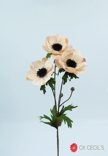 [277487] MARBLE ANEMONE SPRAY X 74 CM. CREAM GOLD