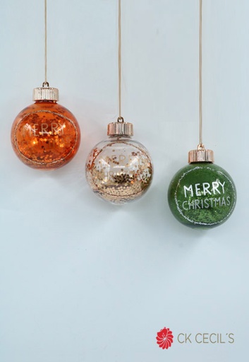 [277546] PELOTA NAVIDAD SURTIDA X6 X8CM CHAMPAGNE COPPER