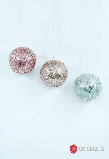 [277641] PELOTA NAVIDAD SURTIDO X6 X8CM PINK CHAMPAGNE GREEN