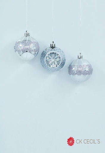 [277443] PELOTA NAVIDAD X 9 X 5.8CM SILVER