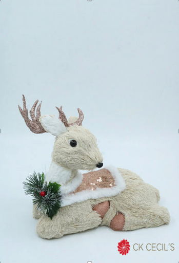 [277608] CIERVO SENTADO 29 X 28 CM. BEIGE