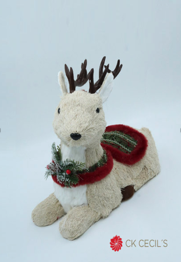 [277619] CIERVO SENTADO 37 X 35 CM. BEIGE RED