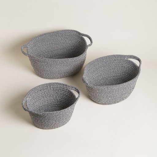 [4114310] SET X 3 ORGANIZADORES OVALADOS BAKRI LIGHT 13,5X28,5X22 CM/ 15,5X34X26 CM/ 18X41X29 CM