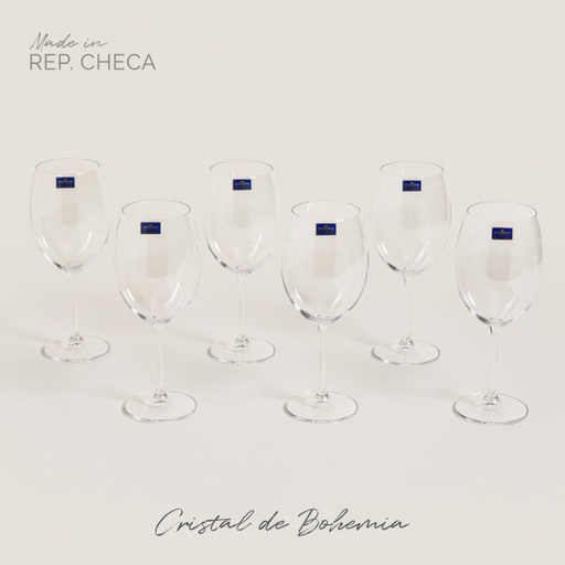 [4114492] SET X 6 COPAS DE CRISTAL DE BOHEMIA GASTRO 590 ML