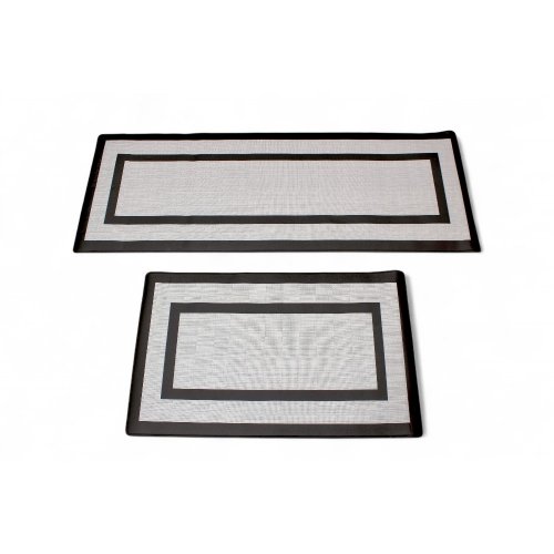 [380079] SET X 2 ALFOMBRAS 45 X 75 CM Y 45 X 120 CM GRIS CON BORDES NEGROS