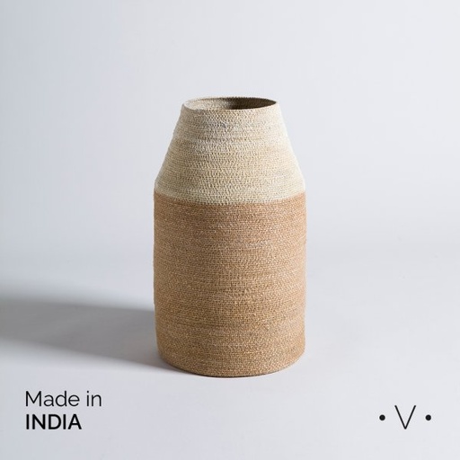 [4114840] CANASTO CÓNICO KANPUR NATURAL 42X14 CM VASSA HOME