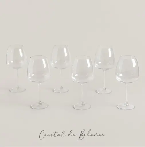[4114946] SET X 6 COPAS DE CRISTAL DE BOHEMIA ANSER 610 ML