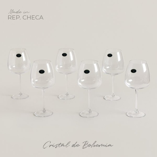[4114945] SET X 6 COPAS DE CRISTAL DE BOHEMIA ANSER 770 ML