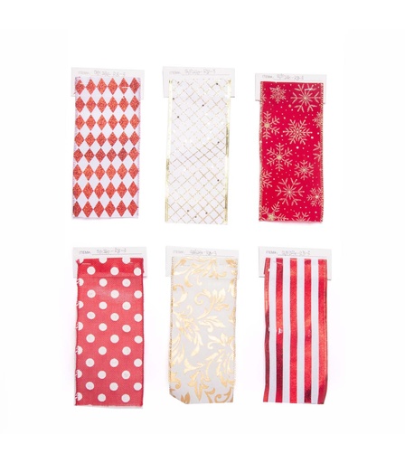 [131249] CINTA ROJA Y DORADA 6 DISEÑOS SURTIDOS 8.9 X 10 M ALPARAMIS