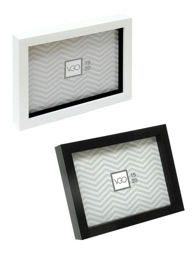 [141589] PORTARETRATO PLASTICO 13 X 18 TIPO BOX BLANCO/NEGRO 9057