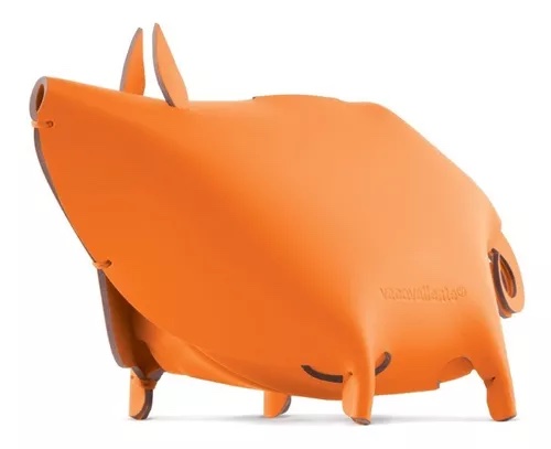 [19621] CHANCHO ALCANCIA 20 X 12 X 12 CM CUERO RECICLADO SUSTENTABLE VACAVALIENTE NARANJA