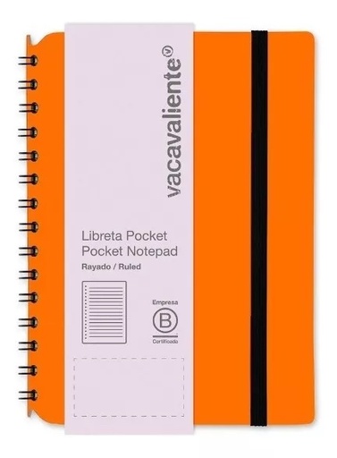 [19627] LIBRETA SIMPLE POCKET RAYADA NARANJA 80 HOJAS RAYADO 80 G 10 X 15 CM