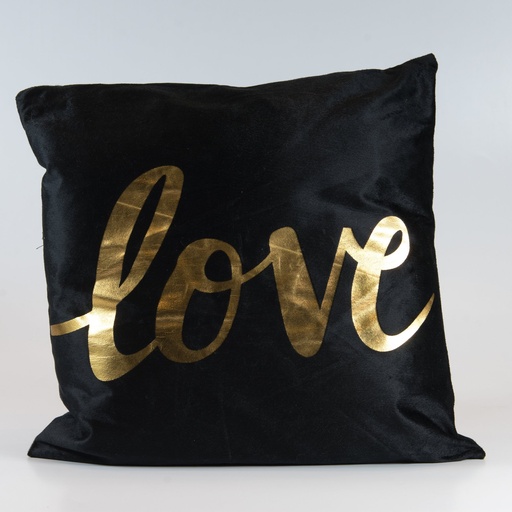 [380829] FUNDA ALMOHADON NEGRO LOVE GOLD 43 X 43