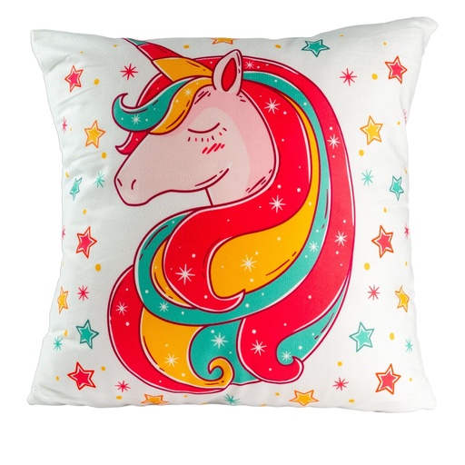 [380903] FUNDA DE ALMOHADON UNICORNIO 43 X 43 CM