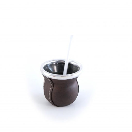 [410100] MATE CRISTAL FORRAD ECOCUERO MARRON OSCURO