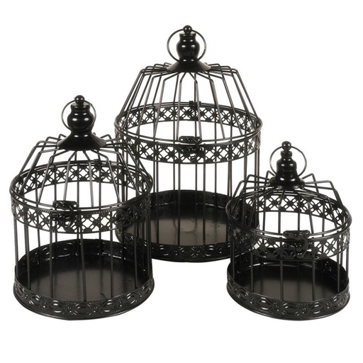 [414204] DECO JAULA SET X 3 NEGRO G 16 X 36 CM