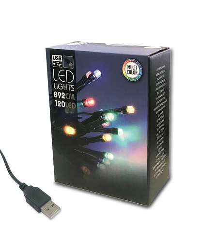 [1310108] KIH 120 LUCES LED MULTICOLOR USB CABLE VERDE 892 CM