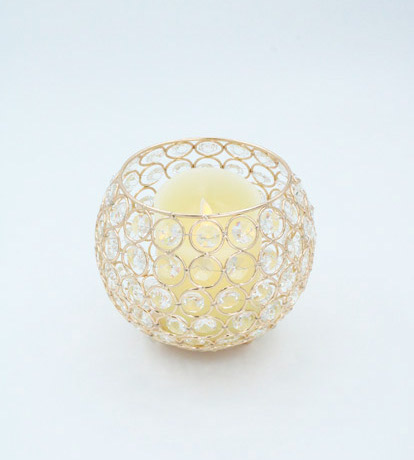 [413500] CRYSTAL CANDEL DECO 15 X 12CM. FRENCH GOLD