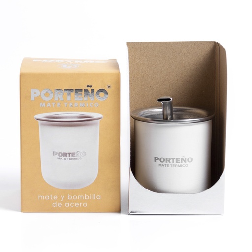 [31521] MATE PORTEÑO ACERO INOXIDABLE BLANCO