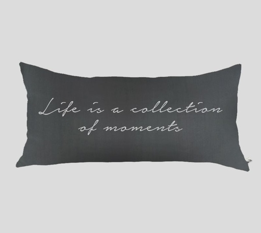 [122208] FUNDA DE ALMOHADON LIFE IS... GRIS 60 X 30 CM -