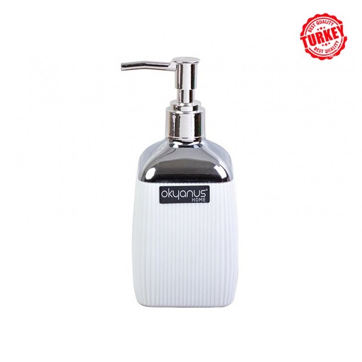 [256064] DISPENSER JABON LIQUIDO CUADR RAYADO BLANCO