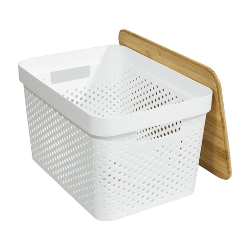 [390036] CAJA CON TAPA DE BAMBU M OSLO WHITE ANCHO: 38 CM PROFUNDIDAD: 29 CM ALTO: 16 CM