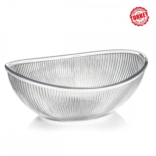 [256205] ENSALADERA OVAL RAYADA ACRILICA TRANSPARENTE 3,3 LTS