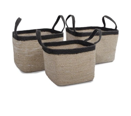 [165087] CANASTO YUTE Y NEGRO G30X30x25