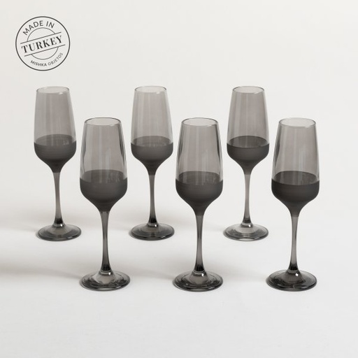 [4110526] SET X 6 COPAS DE CHAMPAGNE MERSIN GRIS FONDO ESMER