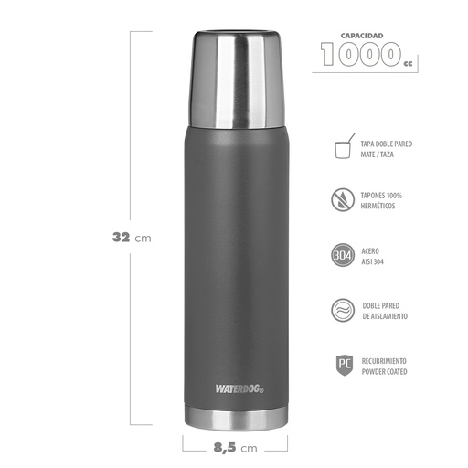 [401130] TERMO WATERDOG OBUS 1 LT DARK GRAFITO ACERO