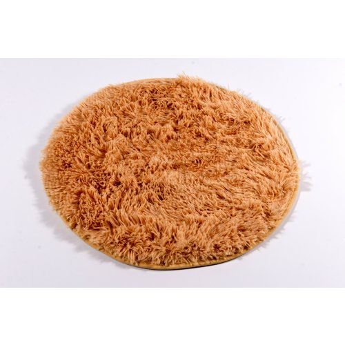 [380714] ALFOMBRA DE BAÑO DE MICROFIBRA REDONDA 50 CM PELO LARGO BEIGE