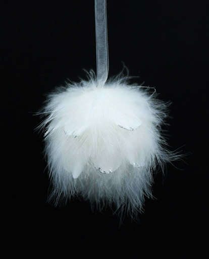 [277227] BALL REAL FEATHER 11 X 9 CM. WHITE