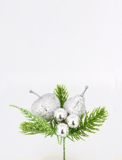 [277259] PICK CON FRUTAS 18 CM. SILVER