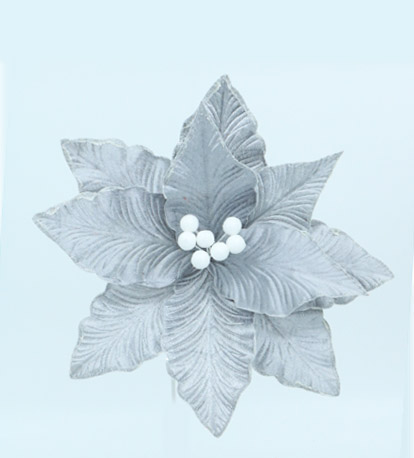 [277364] POINSETIA CON CLIP X 30 CM PLATA