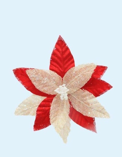 [277365] POINSETIA CON CLIP X 22 CM ROJO