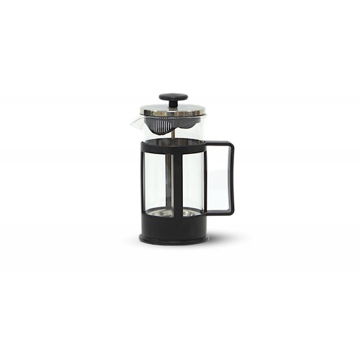 [256655] OFERTA CAFETERA DE VIDRIO CON ASA Y SOPORTE PLÁSTICO NEGRO Y TAPA RECTA METALICA 1000 ML