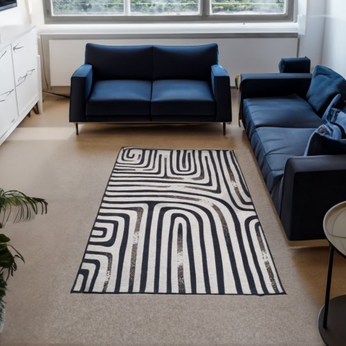 [380345] CARPETA 120 X 180 CM CEBRA AZUL OSCURO - NEW YORK