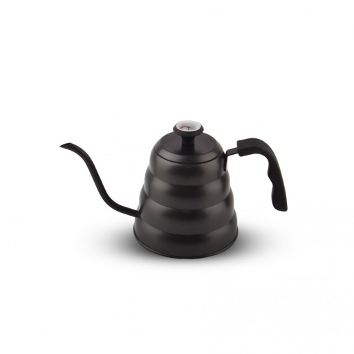 [256966] JARRA BARISTA CON TERMÓMETRO Y PICO LARGO 1200ML 8 X 17 CM DE ACERO NEGRO