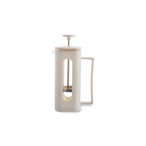 [256988] CAFETERA CUADRADA CON VISOR DE PLÁSTICO BLANCO 600ML 8 X 8 X 18 CM DE VIDRIO