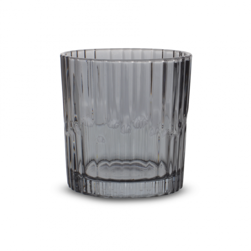 [2561216] SET X6 VASOS BAJOS GRISES CON CUÑAS 8,2X8,8CM 300ML DE VIDRIO