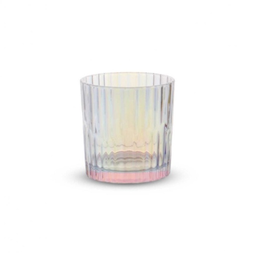 [2561217] SET X6 VASOS BAJOS PERLADOS CON CUÑAS 8,2X8,8CM 300ML DE VIDRIO