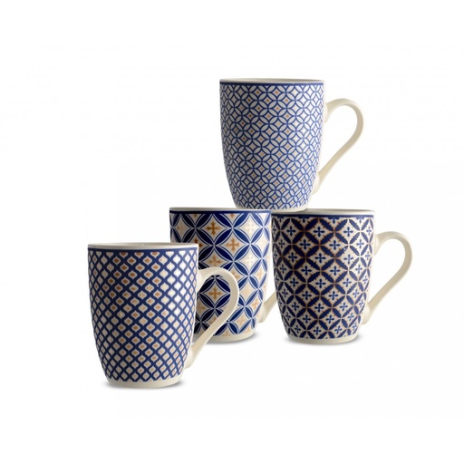 [2561259] JARROS MUG CERAMICA CALEIDOSCOPIO AZUL-BLANCO-DORADO SURTIDOS 8,2X10,6CM